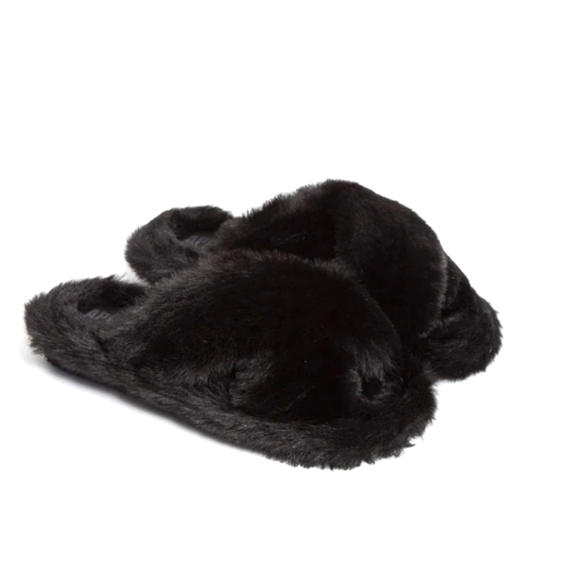 NWT$100 Apparis Black Faux Fur Biba Noir Slides Slip-on Slippers Sz 9 - Picture 3 of 16
